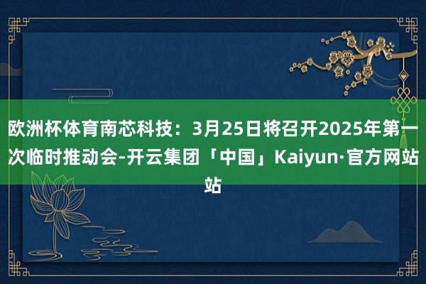 欧洲杯体育南芯科技：3月25日将召开2025年第一次临时推动会-开云集团「中国」Kaiyun·官方网站
