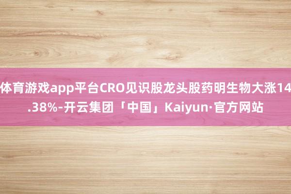 体育游戏app平台CRO见识股龙头股药明生物大涨14.38%-开云集团「中国」Kaiyun·官方网站